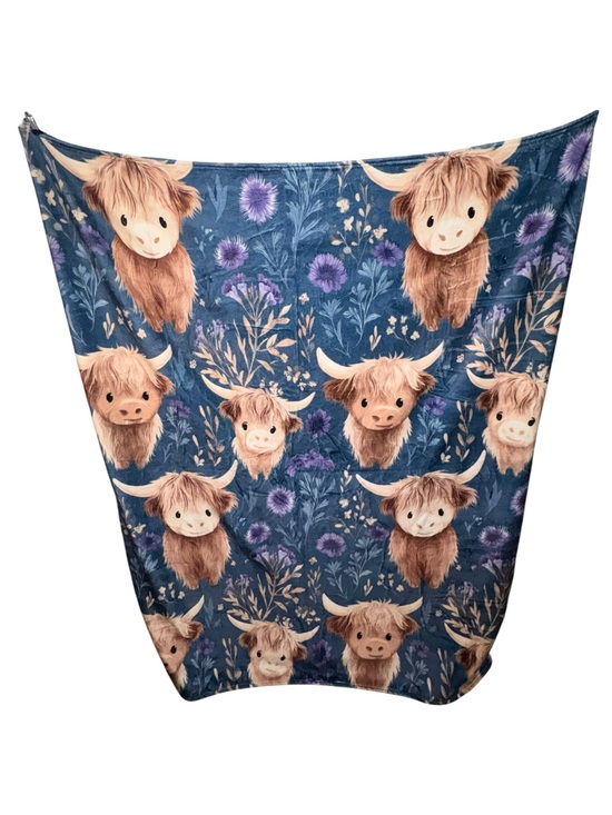 Other - Blue Highland Cow 50x60 Minky Plush Blanket